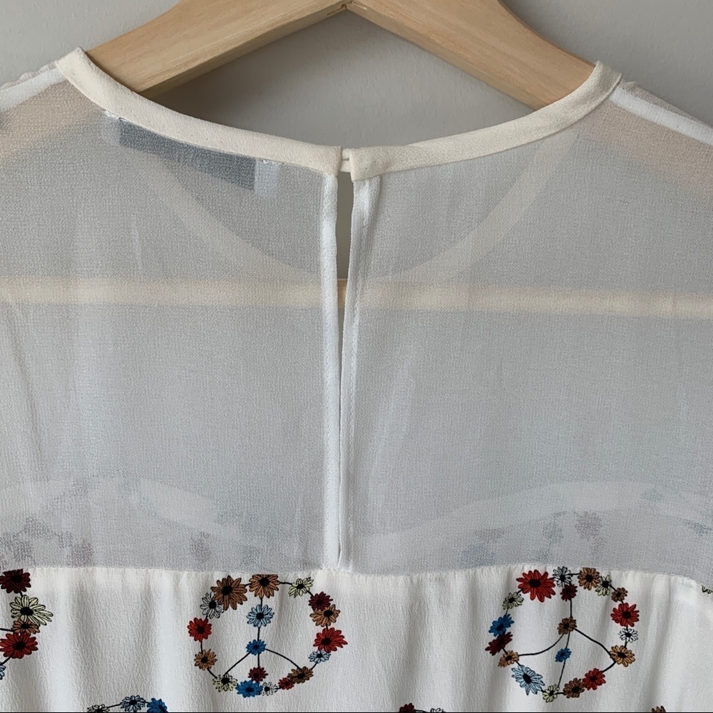 Sandro Paris 100% Silk Sleeveless Dress Floral Off White Mini Sheer Women's Sz 6 - Picture 5 of 13